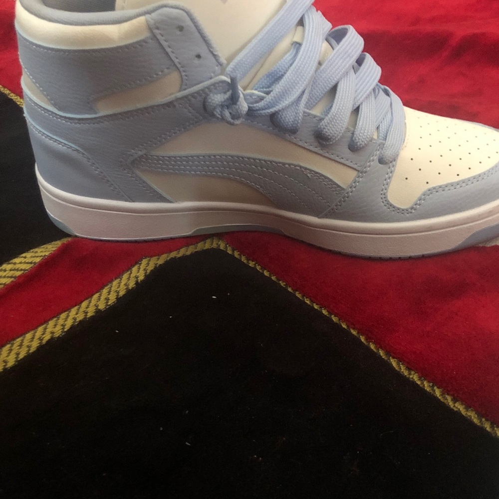 Puma Sky Blue and White High-Top Sneakers